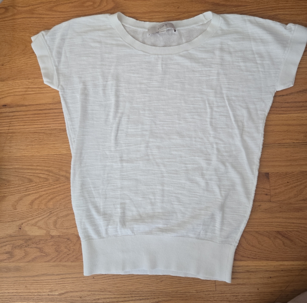 LOFT White Short Sleeve Lightweight Knit Tee